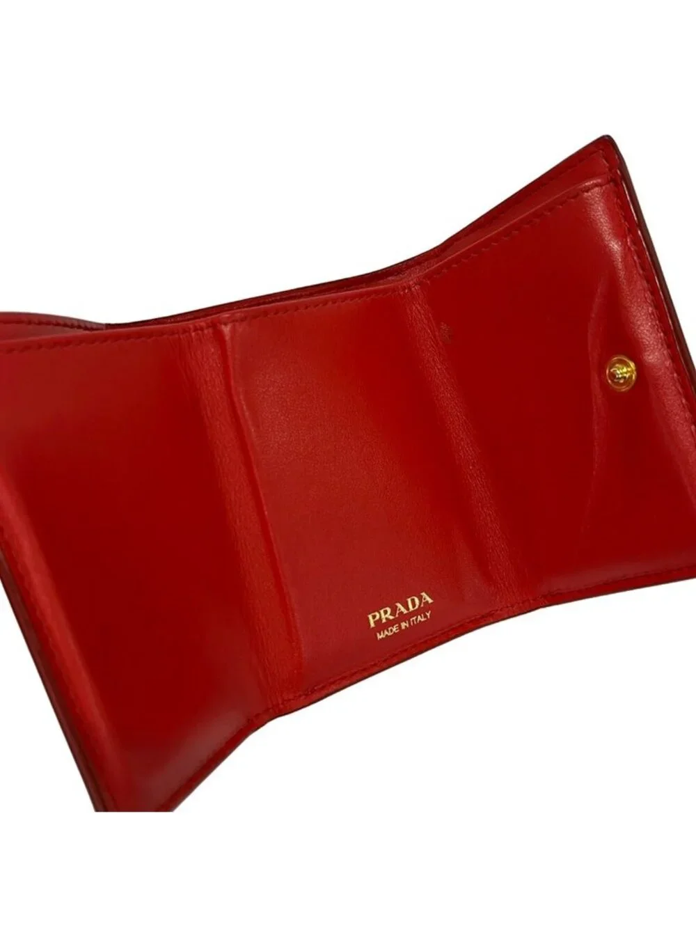 Prada Trifold Wallet Red Leather